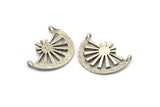 Silver Ethnic Pendant, 2 Antique Silver Plated Brass Semi Circle Pendant With 2 Loops (24x17mm) N0974