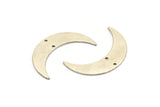 Silver Moon Charm, 4 Antique Silver Plated Brass Crescent Moon Charms With 2 Holes, Connectors (35x9x0.80mm) M171