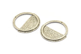 Silver Round Charm, Hammered Antique Silver Plated Brass Round Charms (31mm) N1092