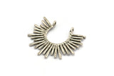 Gümüş Güneş Tılsımı, Antik Gümüş Kaplama Pirinç Güneş Tılsımı, 2 Halka, Kolye Uçları (31x25x1,5 mm) N1280