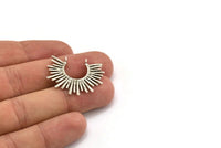 Gümüş Güneş Tılsımı, Antik Gümüş Kaplama Pirinç Güneş Tılsımı, 2 Halka, Kolye Uçları (31x25x1,5 mm) N1280