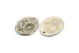 Silver Sun Charm, Antique Silver Plated Brass Sun Charm With 1 Hole, Findings - Pad Size 5mm (24x20x1.5mm) N1196