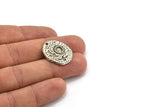 Silver Sun Charm, Antique Silver Plated Brass Sun Charm With 1 Hole, Findings - Pad Size 5mm (24x20x1.5mm) N1196
