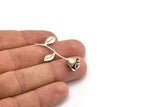Silver  Rose Charm, 2 Antique Silver Plated Brass Flower Charms With 1 Loop, Pendants, Findings (39mm) N1200