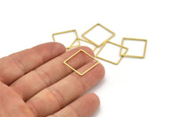 Square Brass Charm, 50 Raw Brass Square Connectors (18x0.80mm) Bs-1120