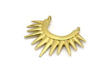 Brass Sunny Pendant, 2 Raw Brass Sunny Ethnic Pendants With 2 Loops, Findings, Charms (26.5x35.5x2.5mm) BS 2055