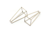 Silver Prism Earring, 2 Antique Silver Plated Brass Triangle Prism Earrings, Charms, Findings With 1 Loop (36x16x1.2mm) D1617