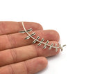 Silver Leaf Charm, Antique Silver Plated Brass Leaf Charm, Earrings, Findings (60mm) N1236
