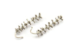 Silver Flower Charm, 2 Antique Silver Plated Brass Flower Charms, Earrings, Findings (43x7mm) N1233