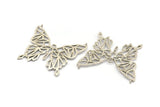 Silver Butterfly Charm, Antique Silver Plated Brass Butterfly Charm With 2 Loops, Pendants (51x44x1.2mm) N1465