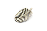Silver Leaf Charm, 4 Antique Silver Plated Brass Leaf Charms With 1 Loop, Earrings, Findings (21x13x1mm) N1207