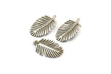 Silver Leaf Charm, 4 Antique Silver Plated Brass Leaf Charms With 1 Loop, Earrings, Findings (21x13x1mm) N1207