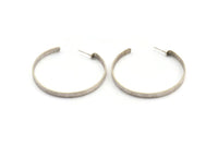 Silver Geometric Earring, 2 Antique Silver Plated Brass Circle Stud Earrings (54x4.5x1mm) N1247