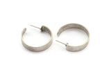 Silver Geometric Earring, 2 Antique Silver Plated Brass Circle Stud Earrings (32x7x1mm) N1191