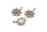 Silver Sun Charm, 4 Antique Silver Plated Brass Sun Charms With 1 Loop, Findings (19x14xmm) N1198