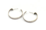 Silver Geometric Earring, 2 Antique Silver Plated Brass Circle Stud Earrings (33x4.5x1mm) N1165