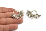 Silver Sun Charm, Antique Silver Plated Brass Sunshine Charms, Pendants, Findings (43x30mm) N1146