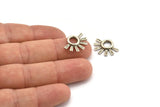 Silver Daisy Charm, 4 Tiny Hammered Antique Silver Plated Brass Flower Pendants (18x13x1.2mm) N1186