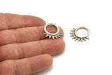 Silver Sun Charm, 2 Antique Silver Plated Brass Sunshine Charms, Pendants, Findings (22x20x1.5mm) N1292