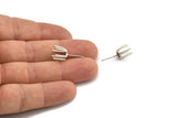 Silver Claw Earring, 4 Antique Silver Plated Brass 6 Claw Stud Earrings (21mm) N1135