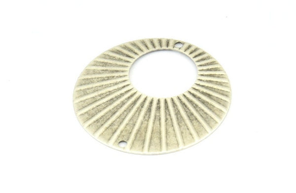 Textured Earring Finding, 6 Antique Silver Plated Brass Round Earring Findings With 2 Holes, Connectors, Charms (32mm) Brs 447 A0135