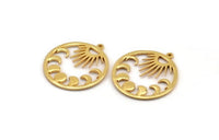Moon Phases Charm, Gold Plated Brass Crescent Moon Charm With 1 Loop, Pendant (33x30x1.5mm) N1376