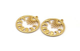 Moon Phases Charm, Gold Plated Brass Crescent Moon Charm With 1 Loop, Pendant (33x30x1.5mm) N1376