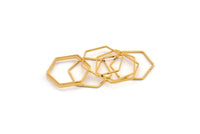 Gold Plated Brass Hexagon, 12 Gold Plated Brass Hexagon Ring Charms (22x1mm) Bs 1226