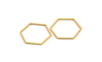 Gold Plated Brass Hexagon, 12 Gold Plated Brass Hexagon Ring Charms (22x1mm) Bs 1226