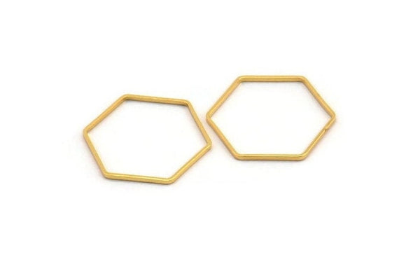 Gold Plated Brass Hexagon, 12 Gold Plated Brass Hexagon Ring Charms (22x1mm) Bs 1226