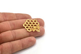Gold Bee Charm, Gold Plated Brass Honeycomb Charm With 1 Hole, Pendant, Finding (32x31x1.2mm) N1361