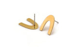 Earring Studs, 8 Gold Plated Brass - U Shape Earrings - Gold Plated Brass Earrings - Earrings (14x10x0.80mm) A2819 Q0226