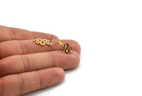 Gold Snake Earring, 8 Gold Plated Brass Snake Stud Earrings (18x8x0.80mm) A2657 Q0426