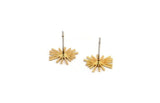 Gold Sun Earring, 12 Gold Plated Brass Sun Shaped Stud Earrings (11x12x0.60mm) A2958