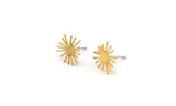 Gold Sun Earring, 12 Gold Plated Brass Sun Shaped Stud Earrings (11x12x0.60mm) A2958