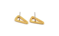 Gold Triangle Earring, 4 Gold Plated Brass Triangle Stud Earrings (19x10x1.5mm) N1409