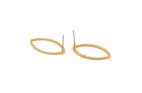 Gold Marquise Earring, 6 Gold Plated Brass Marquise Stud Earrings (14x25x0.9mm) D0064 A1372