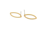 Gold Marquise Earring, 6 Gold Plated Brass Marquise Stud Earrings (14x25x0.9mm) D0064 A1372