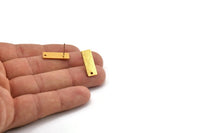 Gold Rectangle Earring, 4 Textured Gold Plated Brass Rectangle Stud Earrings With 1 Hole (20x8x0.80mm) A1883 A2248