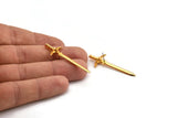 Zelda Sword Earring, 2 Gold Plated Brass Sword Stud Earrings (45x15mm) N0800 A2145