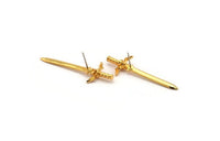 Zelda Sword Earring, 2 Gold Plated Brass Sword Stud Earrings (45x15mm) N0800 A2145