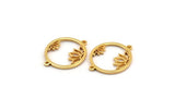 Gold Flower Charm, 2 Gold Plated Brass Lotus Flower Connectors With 2 Loops, Pendants, Findings (28x22x1.5mm) N1377 H0957