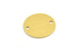 Brass Round Connector, 24 Raw Brass Cabochon Round Connectors With 2 Holes, Findings (14X0.60mm) D1044