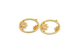 Lotus Flower Charm, Gold Plated Brass Lotus Flower Charm With 1 Loop (37x34x1.5mm) N1355
