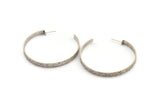 Silver Geometric Earring, 2 Hammered Antique Silver Plated Brass Circle Stud Earrings (53x5x1mm) N1806