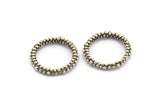 Silver Circle Connector, 2 Antique Silver Plated Brass Circle Connectors Closed Ring (25x3.5mm) N1721