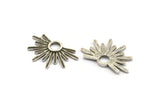 Silver Badge Charm, 2 Antique Silver Plated Brass Rosette Charms, Pendants, Earrings, Findings (33x20mm) N0946