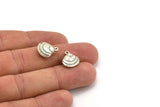 Silver Shell Charm, 2 Antique Silver Plated Brass Shell Charms With 1 Loop, Earrings, Findings (14x9mm) N1047