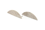 Silver Half Moon, 2 Hammered Antique Silver Plated Brass Semi Circle Stud Earrings (51x16x1mm) N1024