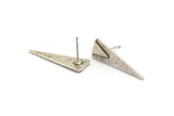 Silver Triangle Earring, 4 Antique Silver Plated Brass Triangle Stud Earrings (27x9x1mm) N0953 H0986